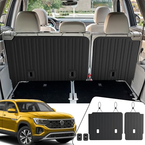 Kick Mats Backrest Mats for 2018-2025 2026 Volkswagen VW Atlas Bench Seat Car Mat Accessories(Not Fit Cross Sport), All Weather TPE Protector SEL SE Peak Edition(2nd Row Kick Mats 7 Seats)