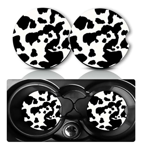 Car Coasters for Cup Holders,2 PCS Universal Non-Slip Cow Print Car Coasters,2.75" Rubber Mat,Cow Cars Accessories Cup Drink Holder Coaster Decor Cows Gifts for Women,Men,Mom - color: Cow Pattern