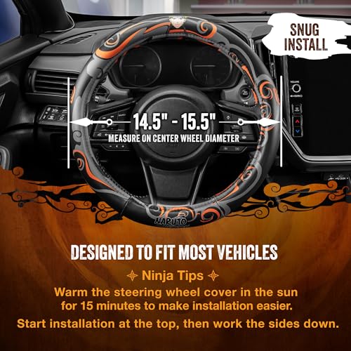 Naruto Shippuden Car Steering Wheel Cover, 15 Inch Anime Steering Wheel Cover, Cushioned Soft Comfortable Cover Anime Car Accessories for Men Women, Nine Tails - color: Naruto Nail Tail