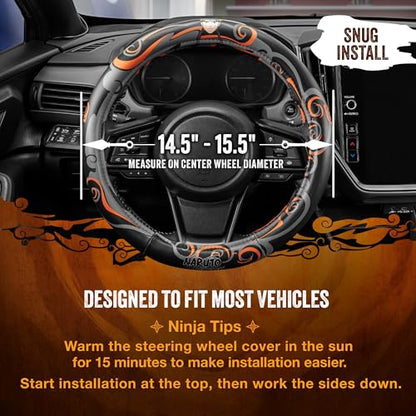 Naruto Shippuden Car Steering Wheel Cover, 15 Inch Anime Steering Wheel Cover, Cushioned Soft Comfortable Cover Anime Car Accessories for Men Women, Nine Tails - color: Naruto Nail Tail