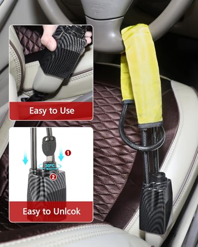 2026 Upgraded Steering Wheel Lock, Seatbelt Lock, Universal Anti-Theft Device, Car Lock, Anti-Theft Device with 3 Keys, Suitable for Most Vehicles, Trucks, SUVs, Vans (Yellow) - color: Yellow2