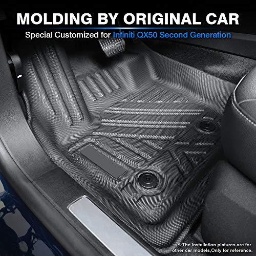 KUST All Weather Floor Mats for 2019-2025 Infiniti QX50/2022-2025 QX55 Accessories Car Mats 1st & 2nd Row Floor Liners, TPE Rubber Raised Edge - style: For │ QX50 2019-2025 │ Floor Mats