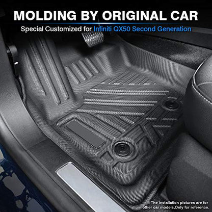 KUST All Weather Floor Mats for 2019-2025 Infiniti QX50/2022-2025 QX55 Accessories Car Mats 1st & 2nd Row Floor Liners, TPE Rubber Raised Edge - style: For │ QX50 2019-2025 │ Floor Mats