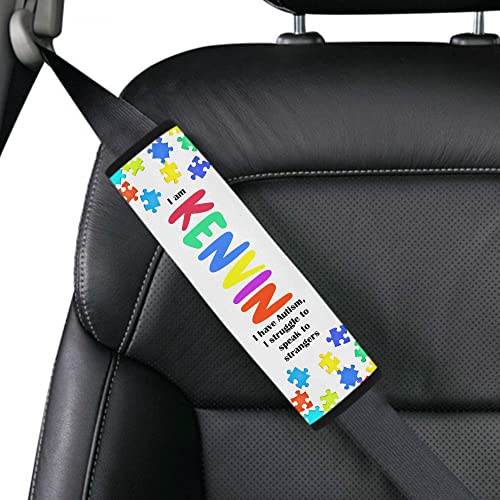 Personalized Name Autism Seat Belt Cover Autism Awareness Medical Alert Autism Seatbelt Cover for Kids Non-Verbal Autistic Special Needs Autism Car Accessories AT16 - color: Type 15