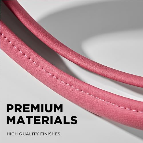PIC AUTO Steering Wheel Cover, Sparkly Crystal Bling Glitter with Hot Pink Leather, Universal Fit 14.5"-15.5" Car Steering Wheels for Girls & Women, Breathable Anti-Slip Steering Wheels Cover - color: Hot Pink