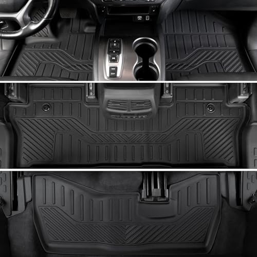 Floor Mats for Honda Pilot 2022-2016, All Weather Floor Mats Trunk Cargo Liner with Backrest Protectors and Door Sill Guards Accessories, Full Coverage Set for 8 Seats (Not Fit Elite Model) - style: For Honda Pilot | 2016-2022