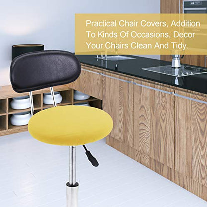 Tatuo Round Bar Stool Seat Covers Washable Stool Cushion Slipcover Elastic Bar Chair Covers for 14-17 Inch Chair (Yellow, 4 Pieces) - color: Yellow