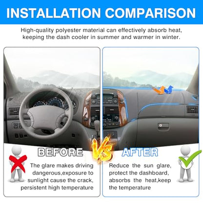 Autorder Gray Dashboard Cover Mat for Toyota Sienna 2004-2010 Accessories Dash Cover Upgrade Polyester Dash Mat Sunshade Glare UV Rays Protector - size: Gray 2004-2010 Toyota Sienna