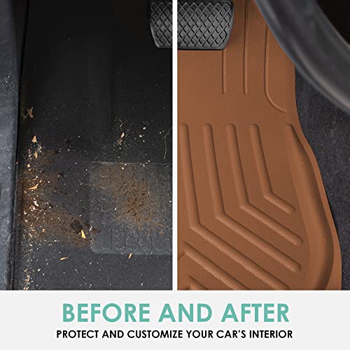 FH Group Faux Leather Deep Dish Car Floor Mats, Universal Fit, Trim-to-Fit, Brown - color: BROWN