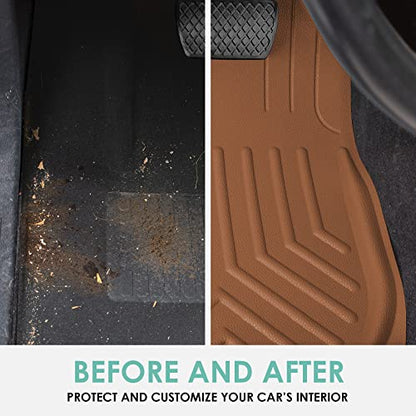 FH Group Faux Leather Deep Dish Car Floor Mats, Universal Fit, Trim-to-Fit, Brown - color: BROWN