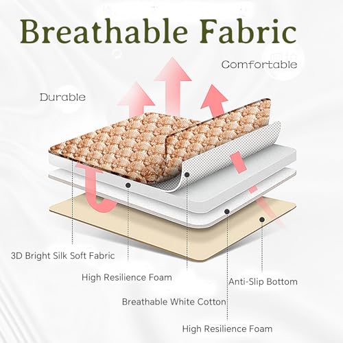 Car Seat Cover Bottom Only – Linen Fabric Breathable Cooling Cushion Pad for Front Seats, Universal Fit for SUVs, Trucks, and Cars, Tan with Stripe - color: Tan-Stripe