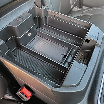 Center Console Organizer Compatible with 2020-2023 Silverado/Sierra 2500/3500HD/ 2019-2022 Chevy Silverado 1500 / GMC Sierra 1500 Accessories - Full-Coverage Insert Tray, ABS material Black - color: black