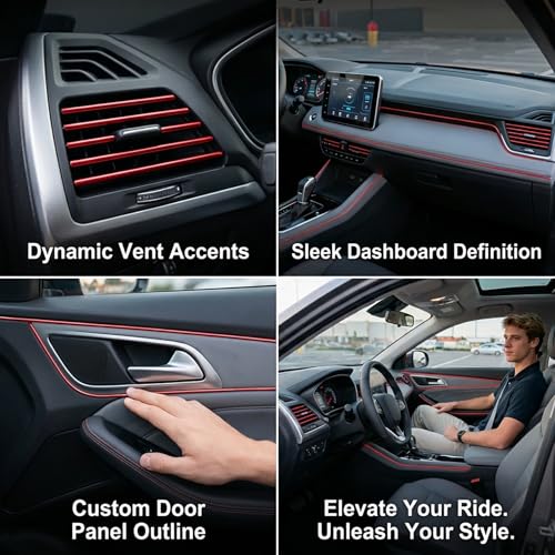 Red Car Accessories - 20PCS Air Conditioner Decoration Strip and 33Ft Car Interior Trim with Installing Tool DIY Flexible Car Accessories Interior Suitable for Most Vehicles