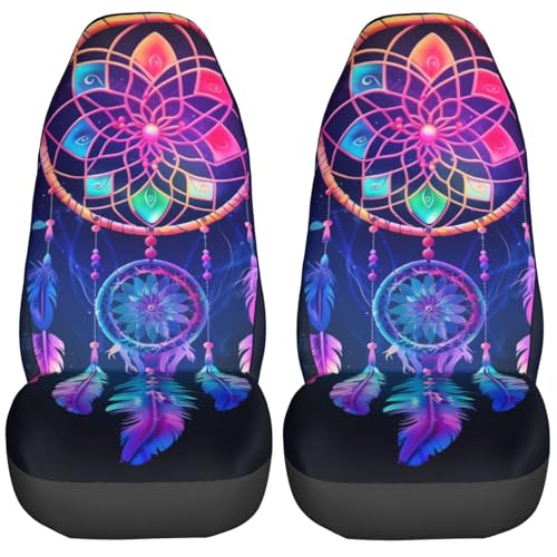 Dujiea Dream Catcher with Feathers Car Front Seat Covers 2 Pcs Universal Auto Seat Covers Front Seats Only, Vehicle Bucket Seat Protectors Fit for Most Car SUV Sedan and Truck - color: Dream Catcher With Feathers