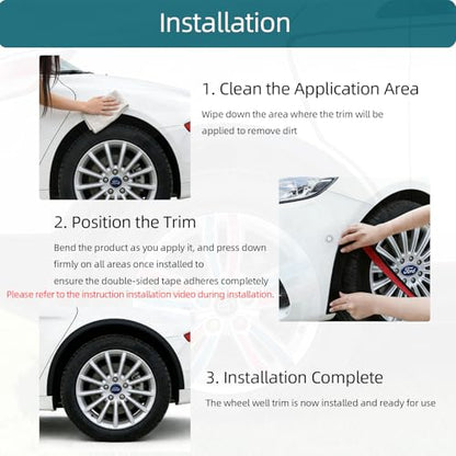 Universal Rubber Fender Flare Protector - Car Wheel Arch Trim Eyebrow Edge Strip for Trucks SUVs Pickups, Black, 2.2" x 5.5FT x 4PCS