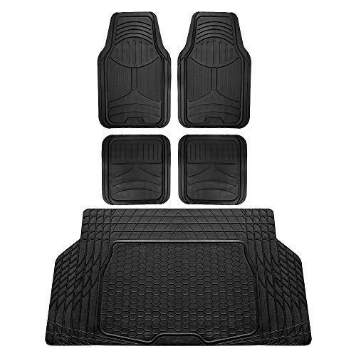 FH Group Monster Eye Full Set Rubber Floor Mats w. Trimmable Vinyl Trunk Liner/Cargo Mat Black- Fit Most Car, Truck, SUV, or Van (Black) F11313- F16403 - color: Solid Black, size: Universal, style: Floor Mat + Cargo Mat Set