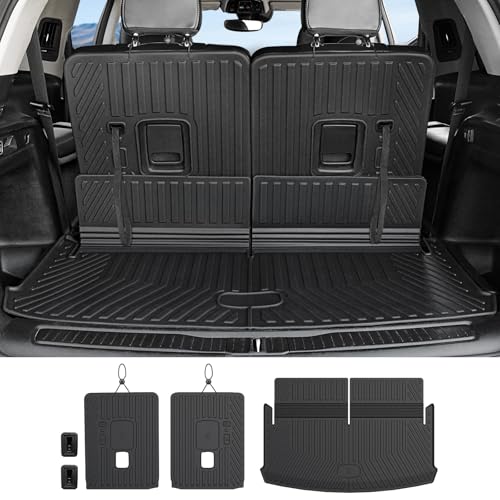 Cargo Mat Backrest Mats for 2021-2025 2026 Jeep Grand Cherokee L (3rd Row Manual & Power Fold), All Weather TPE Trunk Mat Cargo Liner Car Accessories (L | Cargo Mat+3rd Row Backrest Mats) - style: Grand Cherokee L | 2021-2026 | Cargo Mat+3rd Row Backrest