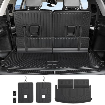 Cargo Mat Backrest Mats for 2021-2025 2026 Jeep Grand Cherokee L (3rd Row Manual & Power Fold), All Weather TPE Trunk Mat Cargo Liner Car Accessories (L | Cargo Mat+3rd Row Backrest Mats) - style: Grand Cherokee L | 2021-2026 | Cargo Mat+3rd Row Backrest
