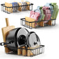3-Pack Adjustable Lid Organizers - Large Kitchen Cabinet Organizer for Food Storage Container and Tumbler Cup Lids with 9 Bamboo Dividers - Organizers in Cabinet Kitchen/Pantry/Laundry Room - size: 3-Pack Small & Medium & Large