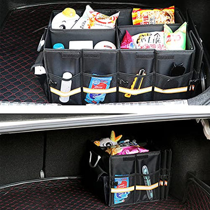 Tianle Car Trunk Organizer - Collapsible Trunk Organizer with Foldable Cover Aluminium Alloy Handle Reflective Strip for Auto, SUV, Truck, Minivan (S Black) - color: S Black