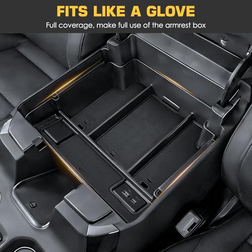 Center Console Organizer for Refreshed 2022-2026 Chevrolet Silverado/GMC Sierra 1500 Accessories, Full Armrest Box Storage Tray for 2024-2026 Chevy Silverado/Sierra 2500HD 3500HD, Bucket Seats ONLY