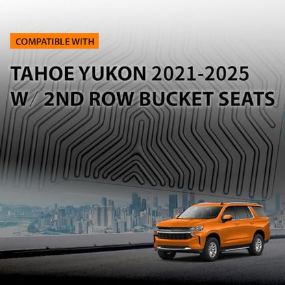G-PLUS Floor Mats Compatible with 2021-2025 Chevy Tahoe/GMC Yukon (7 Seats) w/2nd Row Bucket Seats, TPE All Weather Custom Fit Full Cover Protection Front & 2nd Row Floor Liners Accessories,3PCS - size: 2021-2025|Fit Chevy Tahoe & GMC Yukon|3PCS