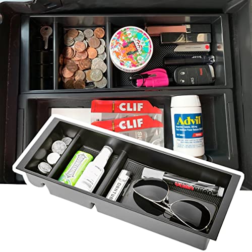 Center Console Organizer Compatible with Ford F150 Accessories 2015-2020 F-150/2017-2022 F250 F350 SuperDuty Armrest Insert Tray Storage Box ABS -Full Console w/Bucket Seats ONLY,Black