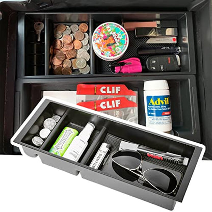 Center Console Organizer Compatible with Ford F150 Accessories 2015-2020 F-150/2017-2022 F250 F350 SuperDuty Armrest Insert Tray Storage Box ABS -Full Console w/Bucket Seats ONLY,Black