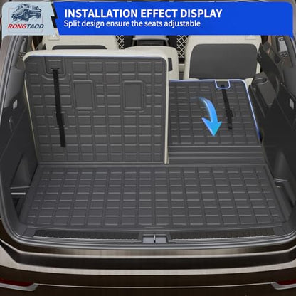 Rongtaod Cargo Mat Compatible with 2023 2024 2025 2026 Honda Pilot Trunk Mat Cargo Liner Trunk Liner TPE All Weather Back Seat Cover Protector Honda Pilot Accessories (Trunk Mat with Backrest Mat) - color: 23-26 Trunk Mat with Backrest Mat