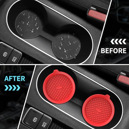 ME.FAN Car Cup Holder Coasters [4 Pack] Silicone Cups Mats, Automotive Universal Non-Slip Recessed Interior Accessories Red - color: 4 Pack-red