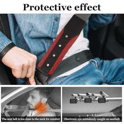 Hovom 2PCS Bling Car Seat Belt Cover Pad, Leather Seatbelt Covers for Cars, Soft Safety Seatbelt Shoulder Strap Covers, Rhinestone Auto Seat Belt Protector Cushion for Women Girls (Wine Red) - color: Wine Red