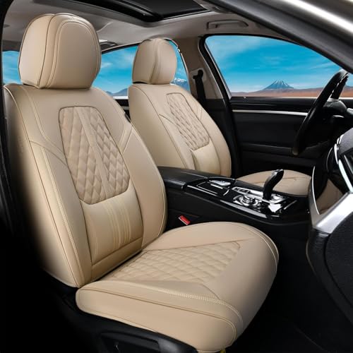 Coverado Car Seat Covers, Car Seat Covers Front Seats, 2-Pack Front Seat Cover, Nappa Leather Waterproof Seat Covers, Car Seat Protectors, Automotive Seat Covers Universal Fit for Most Vehicles - color: Beige-1, size: FrontPair