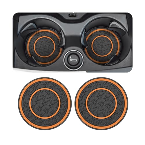 Osilly 2 Pack Car Coasters for Cup Holder, 2.75 Inch No-Slip Anti Dust Insert Coaster, Universal Auto Waterproof Coasters Silicon Insulation Cup Mats for Woman Man, Suit for Vehicle Interior (Orange) - color: Orange, size: 2PCS