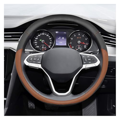 ZIMISI 14.5"-15" Car Steering Wheel Cover, Microfiber Leather Breathable Wheel Cover, Anti-Slip Lining Steering Wheel Covers, Car Accessories Interior Decoration for Women Men (Coffee) - color: Coffee