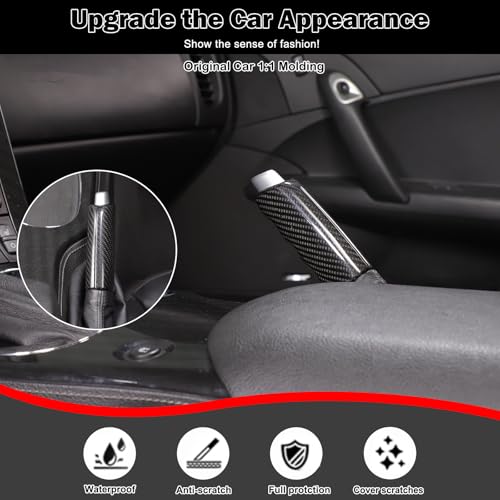 for C6 Corvette Dry Carbon Fiber Handbrake Cover Accessories Parking Handbrake Shift Lever Protector Cover Compatible with Corvette C6 2005-2013 Interior Decorative