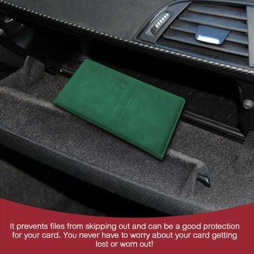 Car Registration and Insurance Holder, Registration and Insurance Card Holder, Auto Glove Box Organizer with Magnetic Shut, PU Leather Automobile Documents Wallet for Cards (Dark Green) - color: Dark Green