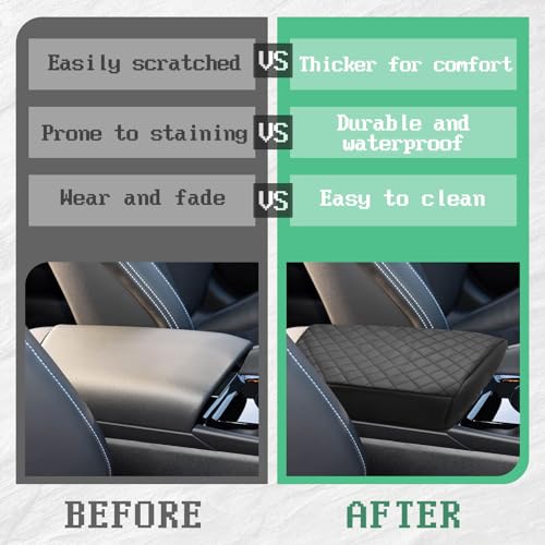 Center Console Cover Compatible with Hyundai Elantra 2021-2025 Automatic Brake, Leather Middle Console Armrest Lid Cover Protector, Anti-Scratch, Black (Not for Handbrake)