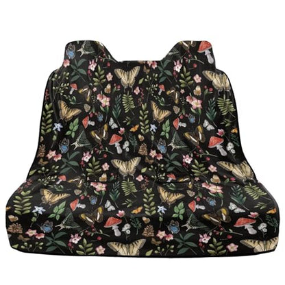 Butterfly Mushroom Flower Print Rear Bench Towel Seat Covers, Nonslip Back Seat Cover Washable Bench Seat Covers, Wear-Resistant Car Seat Covers Protector for Dogs - color: Butterfly Mushroom Flower
