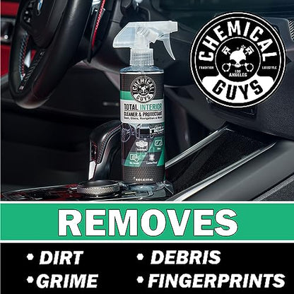 Chemical Guys Total Interior Cleaner & Protectant - New Car Scent, Car Cleaning Spray, Cleans and Protects Leather, Vinyl, Plastic, Rubber, and Glass, Safe for Trucks, SUVs, Jeeps, RVs & More - 16 oz - size: 16 Fl Oz (Pack of 1), style: New Car