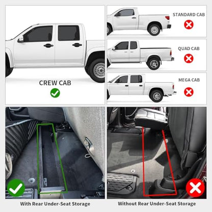 LASFIT Floor Mats for Ram 1500 2019-2024 Crew Cab with Rear Under-Seat Storage Bucket Seat (NOT Fit for Classic Model), 4 Full Size Doors All Weather TPE Custom Fit 1st & 2nd Row, Black - style: 1) 1500 | 2019-2024 | Crew Cab with Storage Bucket Seat Floo