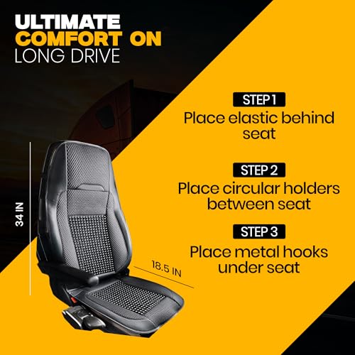 Semi Truck Beaded Seat Covers (1 PC) - Compatible with Freightliner, Peterbilt, Kenworth, Volvo & More - Beaded Cooling Car Seat Cover for Truckers – Truck Driver Seat Cushion - style: Semi-Truck (1 PC)