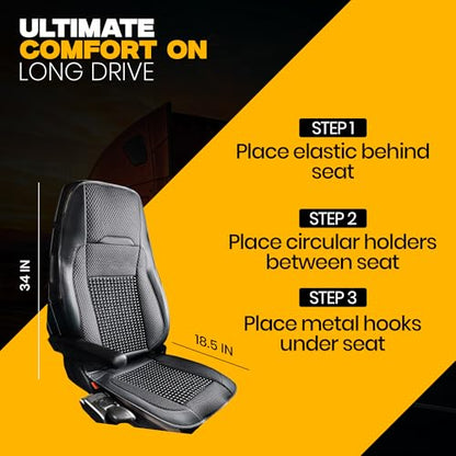 Semi Truck Beaded Seat Covers (1 PC) - Compatible with Freightliner, Peterbilt, Kenworth, Volvo & More - Beaded Cooling Car Seat Cover for Truckers – Truck Driver Seat Cushion - style: Semi-Truck (1 PC)