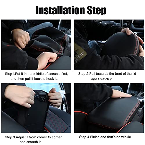 INTGET Center Console Armrest Cover for Toyota RAV4/RAV-4 Accessories 2025 2024 2023 2022 2021 2020 2019 Leather Middle Console Arm Rest Lid Cover Elbow Pad Protector(Carbon Fiber Texture) - color: black with carbon fiber texture