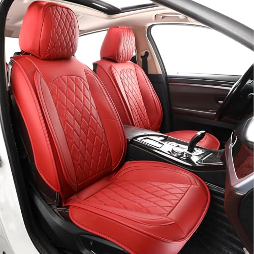 Seat Covers Full Set,Waterproof Faux Leather Car Seat Covers Breathable Car Seat Protector Universal Automotive Vehicle Cushion Cover for Most Sedan, Truck and SUV (Full Set, Wine Red - color: Wine Red, size: 5PCS Full Set
