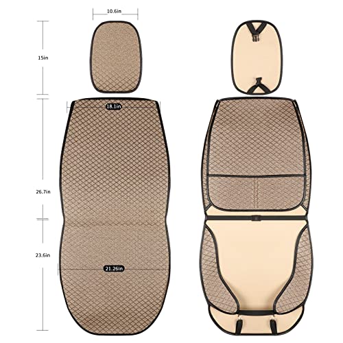 Breathable Car Seat Covers,Luxury Front Seat Covers， Driver Seat Protector,Automotive Seat Covers,Suitable for All Seasons, Universal Fit for Sedan, SUV, Truck (Front Pair, Beige)