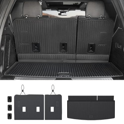 Cargo Mat Backrest Mats for 2021-2025 2026 Chevrolet Chevy Tahoe/GMC Yukon Accessories(Not for Yukon XL), All Weather TPE Trunk Liner 3rd Row Seat Back Covers(Cargo Mat+3rd Row Backrest Mat) - style: Cargo Mat+3rd Row Backrest Mat