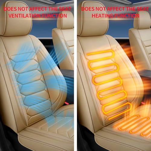 Fit Caliber Car Seat Covers (Only Front 2 Seats) Compatible with Dodge Caliber 2008 2009 2010 2011-Full Coverage Breathable Leather, Airbag Compatible, Waterproof & All-Weather, Beige - color: Front Pair F1 beige, size: Dodge-Caliber-2008-2011
