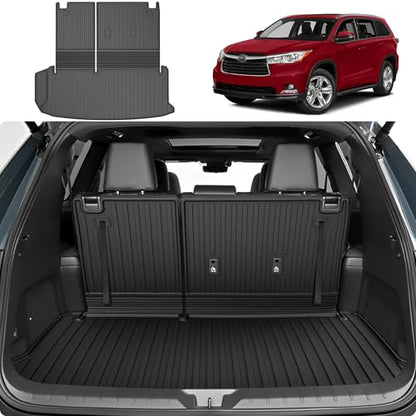 AOMSAZTO Cargo Mat Compatible with 2024 2025 2026 Toyota Grand Highlander: Cargo Liner with Backrest Mat 2-in-1 - All Weather TPE Trunk Mat for Grand Highlander Accessories (Not Fit Highlander) - style: 2024-2026 | For Toyota Grand Highlander Cargo Mat