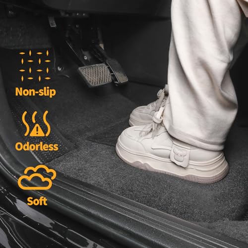 EKR All-Weather Universal Fit Car Floor Mats, 0.5 inch Thick Car Carpet Mats, Anti-Slip Automotive Mat with Driver Heel Pad Fit for SUV, Vans,Sedans, Trucks (Black,4pcs Black Full Set) - color: Black