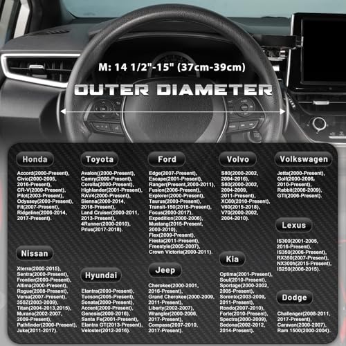SEG Direct Car Steering Wheel Cover Standard Medium Size 14 1/2-15 inch, Non-Folding Packaging, Heavy Duty, Non-Slip, Black Microfiber Leather with Carbon Fiber Pattern - color: 1. Black with Carbon Fiber Pattern, size: Standard size[14 1/2''-15'']
